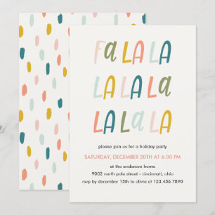 Fa la la   Pastel Colour   Holiday Christmas party Invitation
