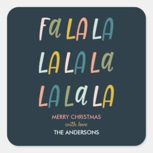 FA LA LA Pastel colours Christmas favour Square Sticker