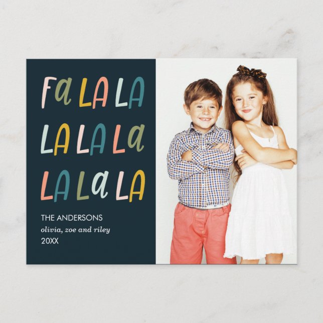 FA LA LA | Pastel colours | Cute Photo Holiday Postcard (Front)