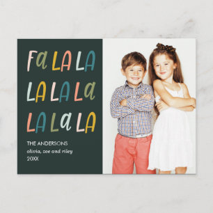 FA LA LA   Pastel colours   Cute Photo Holiday Postcard