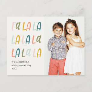 FA LA LA   Pastel colours   Cute Photo Holiday Postcard