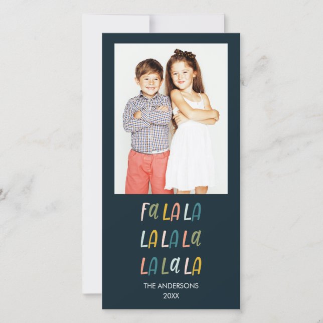 Fa La La | Pastel colours | Holiday Photo Cards (Front)