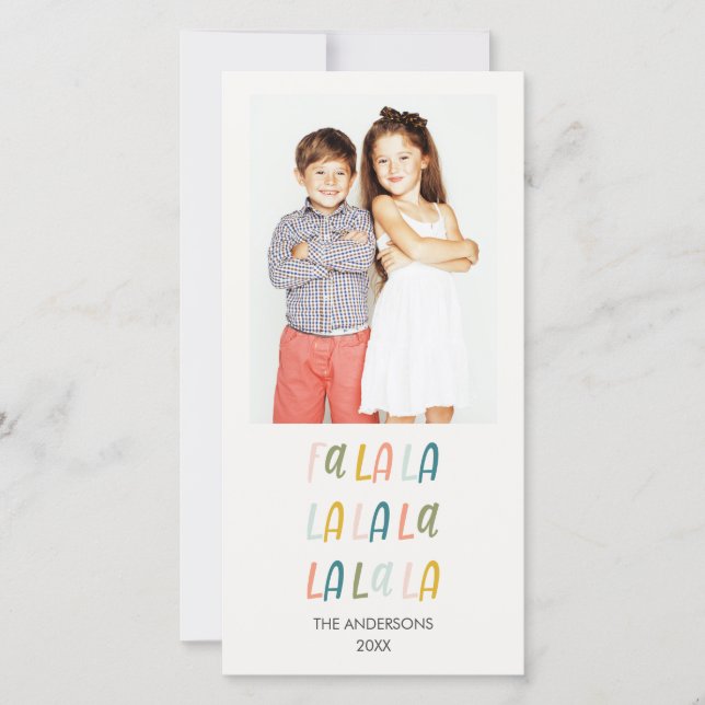Fa La La | Pastel colours | Holiday Photo Cards (Front)