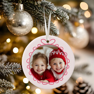 Fa La La Personalised Christmas Photo Ceramic Tree Decoration