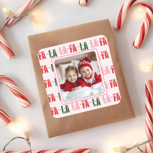 Fa La La Personalised Christmas Photo  Square Sticker
