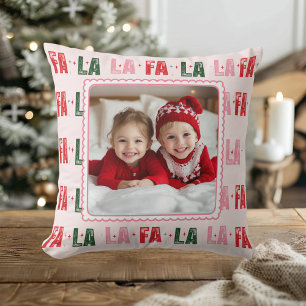 Fa La La Personalized Christmas Photo  Cushion