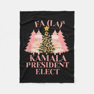 Fa La La Pink Christmas Kamala President Elect Hol Fleece Blanket