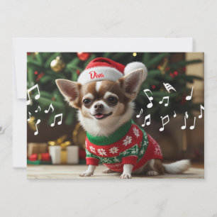 Fa La La Singing Chihuahua Personalised Holiday Card