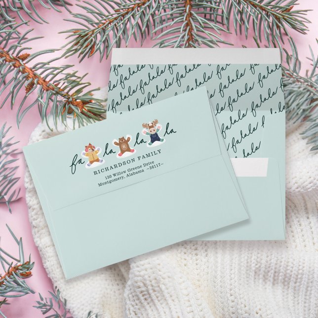 Fa La La Snow Angel Woodland Animals Fun Winter Envelope (Fa La La Snow Angel Woodland Animals Fun Winter Envelope)