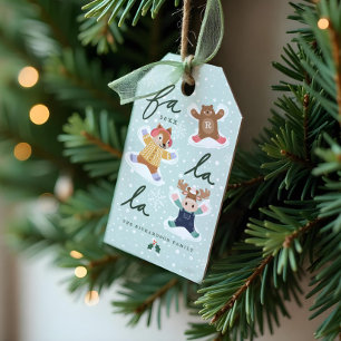 Fa La La Snow Angel Woodland Animals Fun Winter Gift Tags