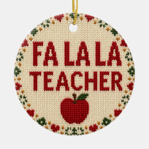 Fa la la Teacher Cute Ugly Christmas Sweater 2026 Ceramic Tree Decoration