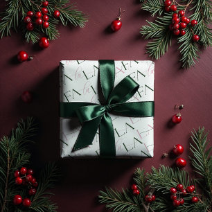 Fa La La Typographic Christmas Carol White Wrapping Paper