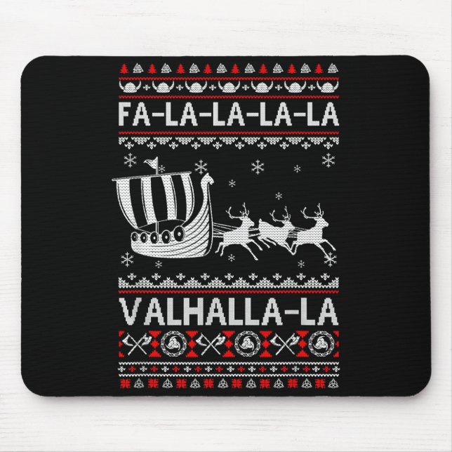 Fa La La Valhalla Viking Ship Christmas Xmas Ugly  Mouse Mat (Front)