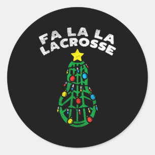 Fa La Lacrosse Funny Christmas Lax Player Goalie T Classic Round Sticker