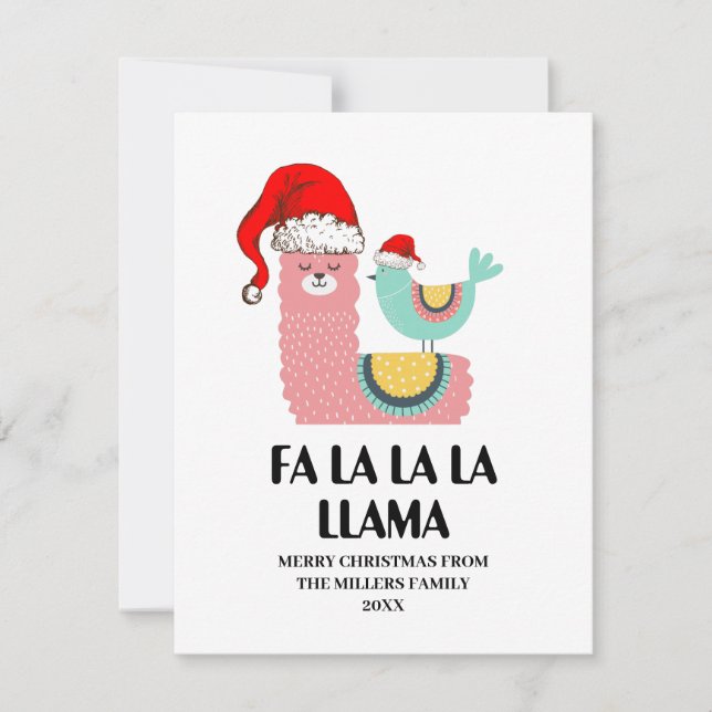 Fa La Llama Card, Funny Christmas Card, Card (Front)