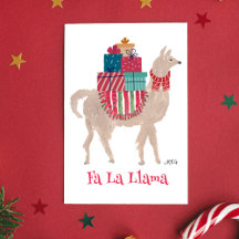 Fa La Llama Hand-Illustrated Folded Holiday Card