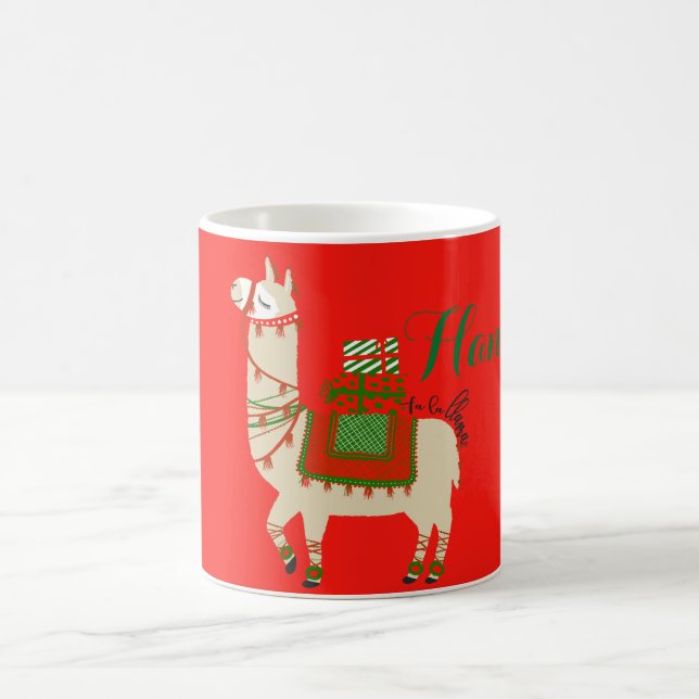 Fa La Llama Red Christmas Personnalised Coffee Mug (Center)
