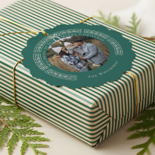 Fa La Vintage Sheet Music Family Photo Christmas Tree Decoration Card