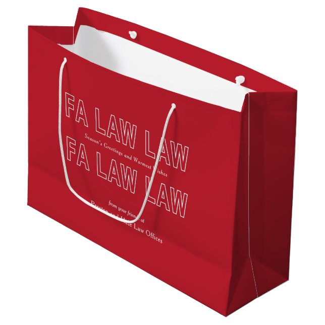 Fa Law Law Funny Lawyer Joke Christmas Large Gift Bag (Front Angled)
