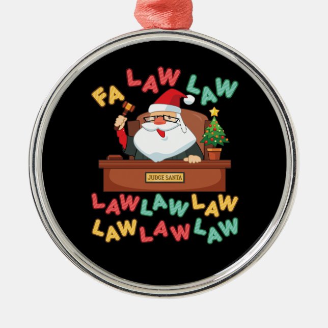 Fa Law Law Funny Lawyer Santa Judge Christmas Metal Tree Decoration (Front)