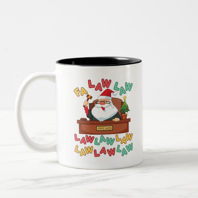 Fa Law Law Lawyer Christmas Santa Judge Two-Tone Coffee Mug (Left)