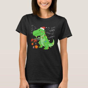 Fa Ra Ra Rawr Christmas  Dinosaur With Xmas Hat Li T-Shirt