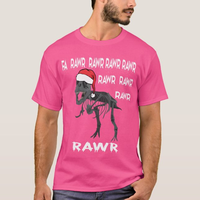 Fa Rawr Rawr Funny T-Rex Dinosaur Christmas Ugly T-Shirt (Front)
