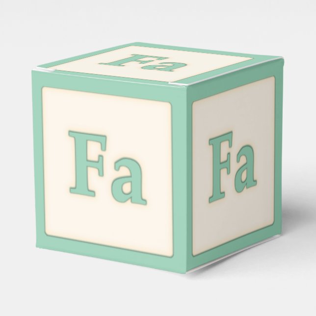 "Fa" Solfeggio Musical Baby Blocks Light Green Favour Box (Front Side)