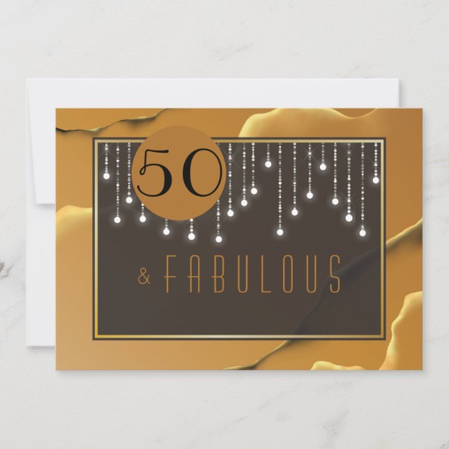 Fab 50th Birthday Gold Fun Invitation (Front)