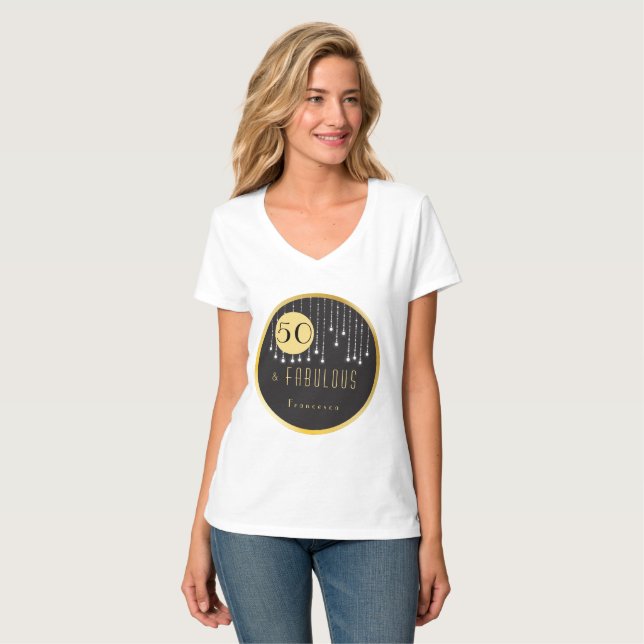 Fab Birthday 50th Cool Fun  Black T-Shirt (Front Full)