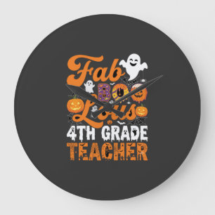 Fab-BOO-Lous 4th Grade Teacher Halloween Large Clock