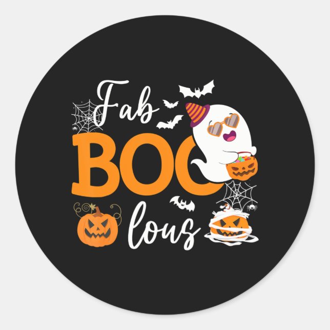 Fab Boo Lous Cute Ghost Halloween Classic Round Sticker (Front)