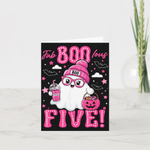 Fab Boo Lous Five Cute Halloween 5th Birthday Girl Card