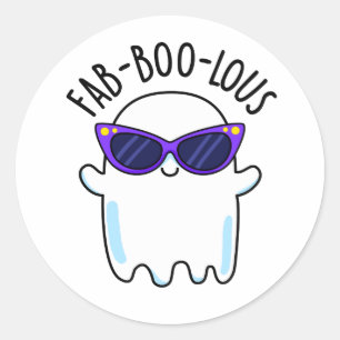 Fab-Boo-Lous Funny Ghost Pun Classic Round Sticker