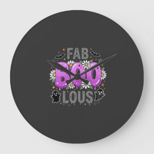 Fab Boo Lous Halloween Ghost Design_1 Large Clock