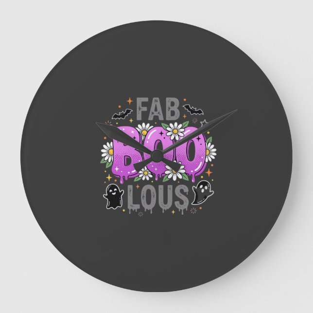 Fab Boo Lous Halloween Ghost Design_1 Large Clock (Front)
