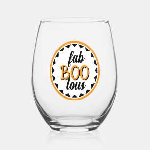 Fab Boo Lous Personalized Halloween Party Favor Stemless Wine Glass