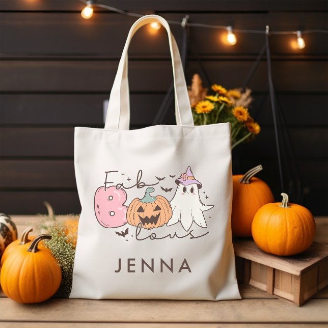 Fab-boo-lous Retro Groovy Halloween Personalised  Tote Bag (Creator Uploaded)