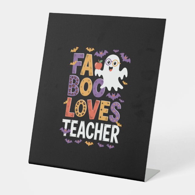 Fab Boo Lous Retro Halloween Pedestal Sign (Front)