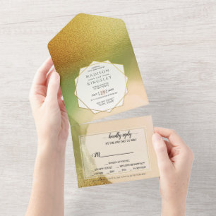 Fab Chartreuse 💚 Abstract Incredible Budget Weddi All In One Invitation