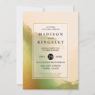 Fab Chartreuse 💚 Abstract Incredible Budget Weddi Invitation