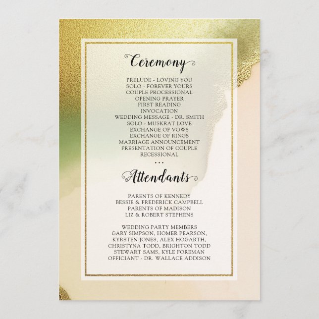 Fab Chartreuse 🤵 Bold & Stylish Budget Wedding Programme (Back)
