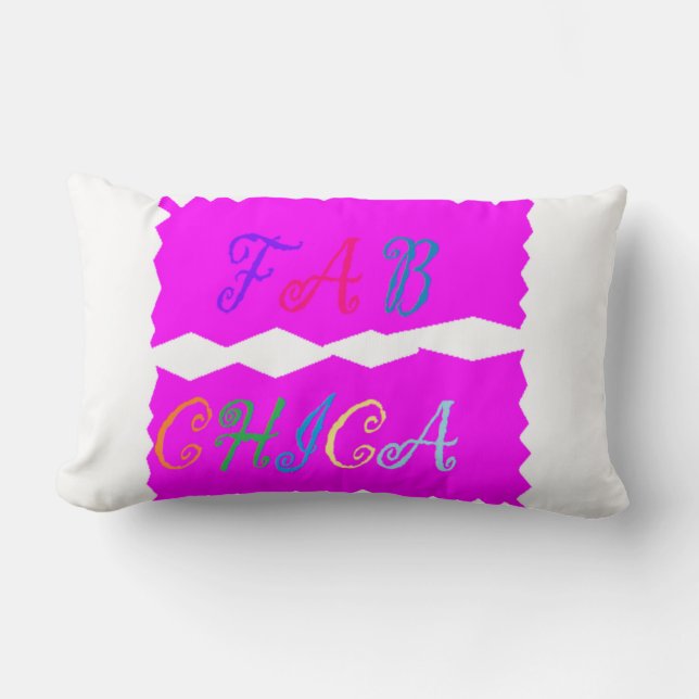 FAB CHICA LOGO Vibrant lush plush posh Lumbar Cushion (Front)