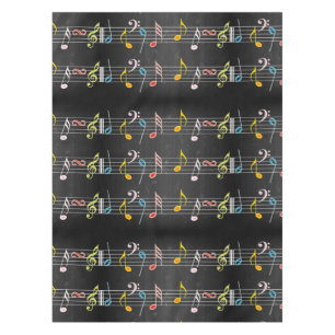 Fab Music Notes on Black Tablecloth