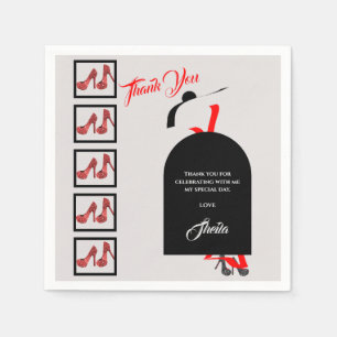 Fab Silhouette Glam Shoes Red Black Birthday Napkin