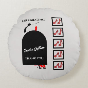 Fab Silhouette Glam Shoes Red Black Birthday Round Cushion
