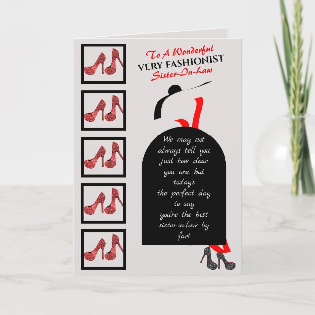 Fab Silhouette Glam Shoes Red Black Happy Birthday Card (Front)