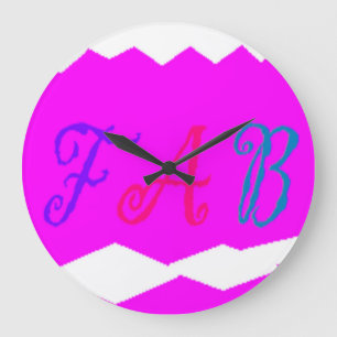 Fab vibrant pink design with coloured text large clock