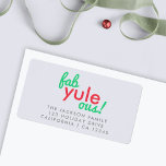 Fab Yule Ous | Fabulous Christmas Stylish Fun Fab Label<br><div class="desc">Funny, stylish "Fab yule ous!" fabulous quote holiday card return address label in modern typography in fun festive red and green on a pale blue grey background in a modern minimalist style! The greeting, name and address can be easily personalised for a wonderful christmas label to pair with our range...</div>