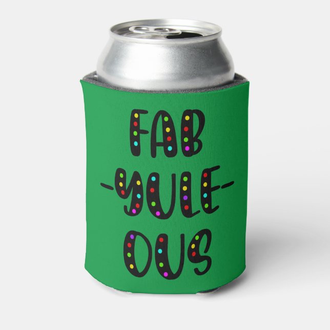 Fab-Yule-Ous Ugly Christmas Fairy Lights Design Can Cooler (Can Back)